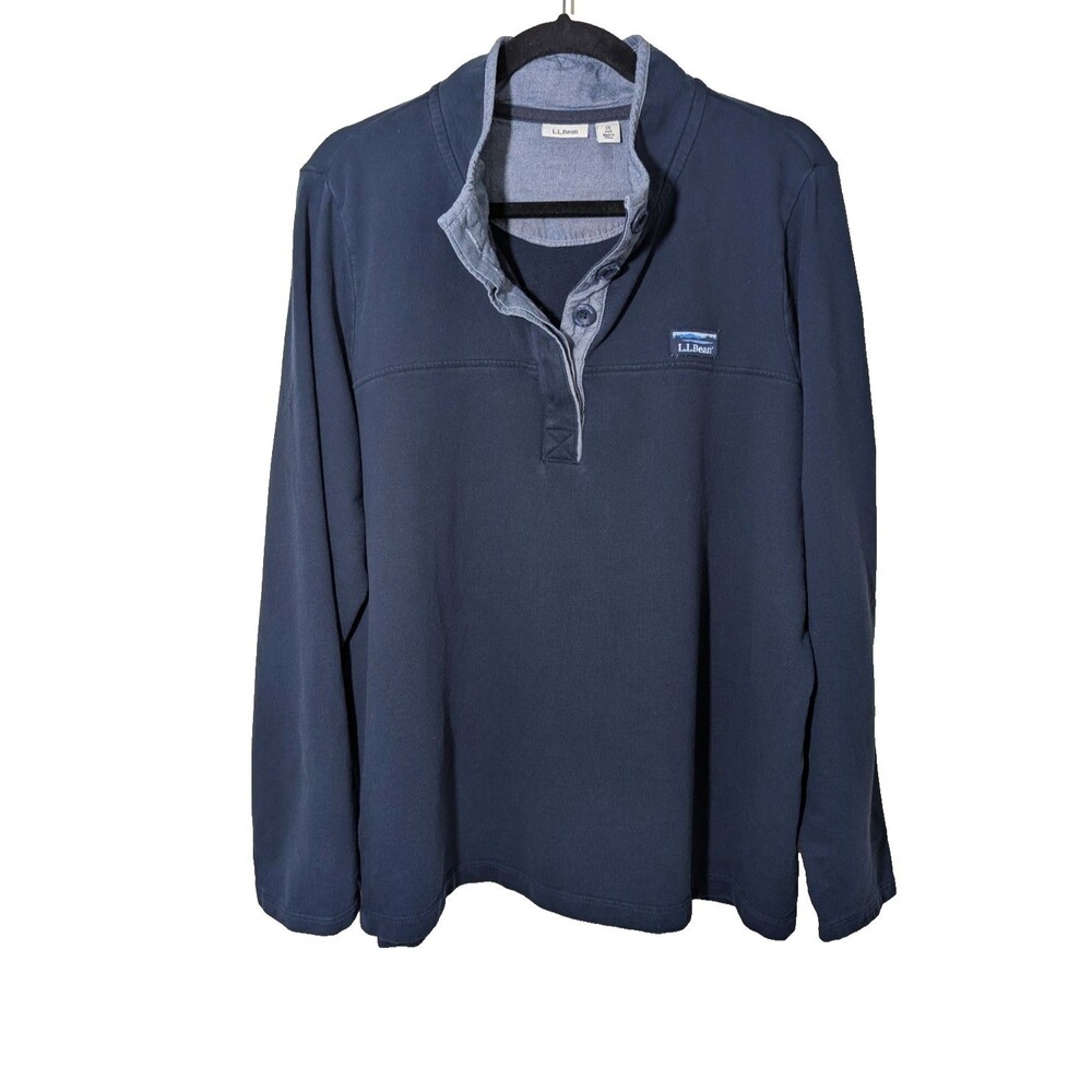 L.L. Bean Women's Soft Cotton Rugby Shirt Blue Plus Classic Casual Size 1X
